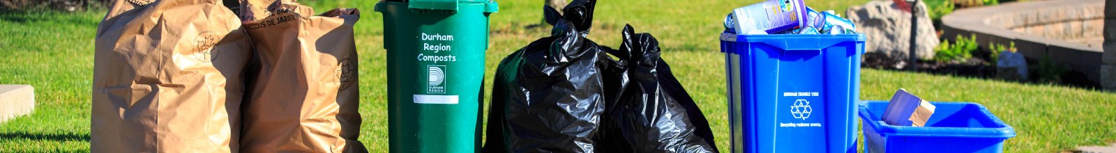 Garbage, recycling, and yard waste at the curb