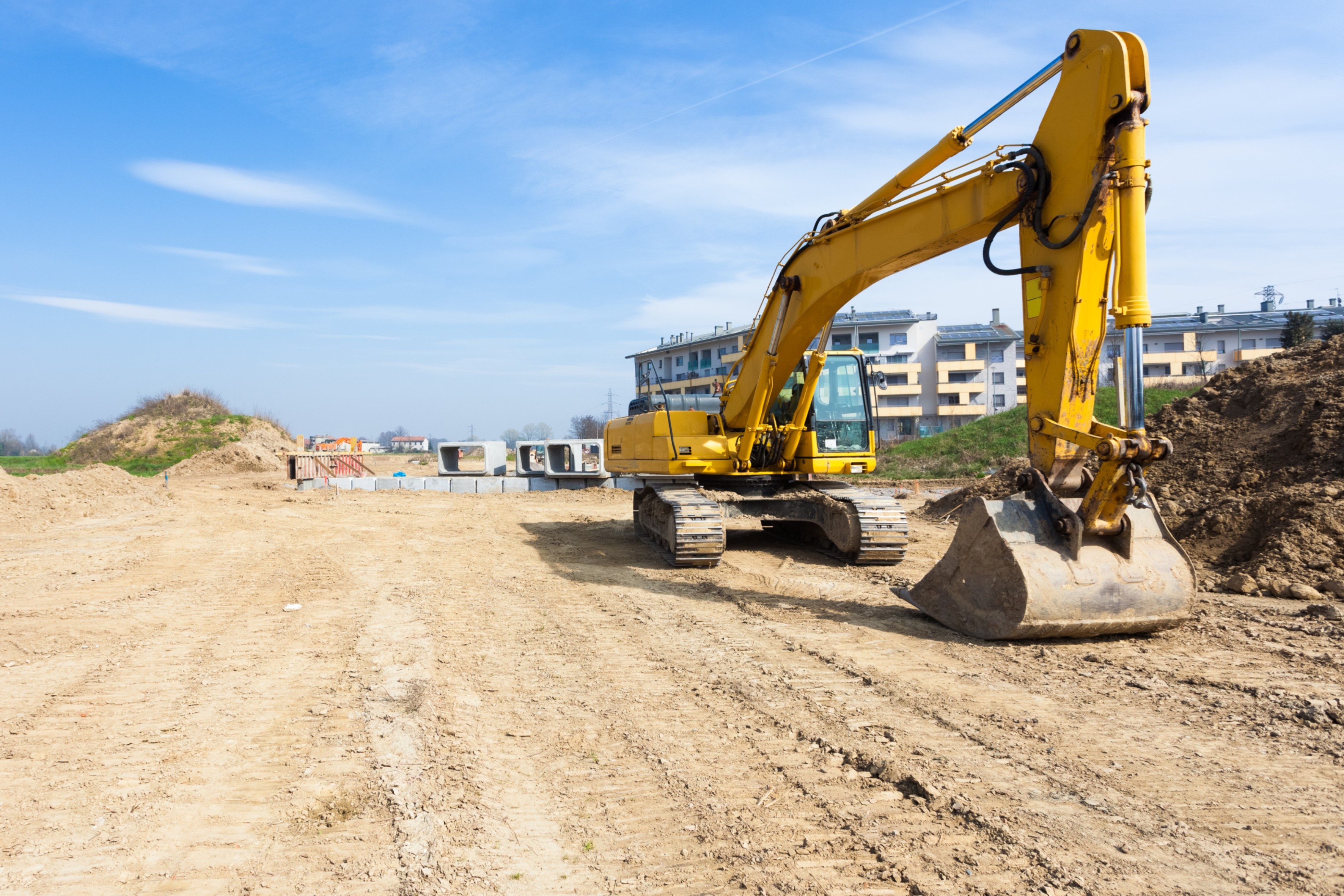 an excavator at a construction site