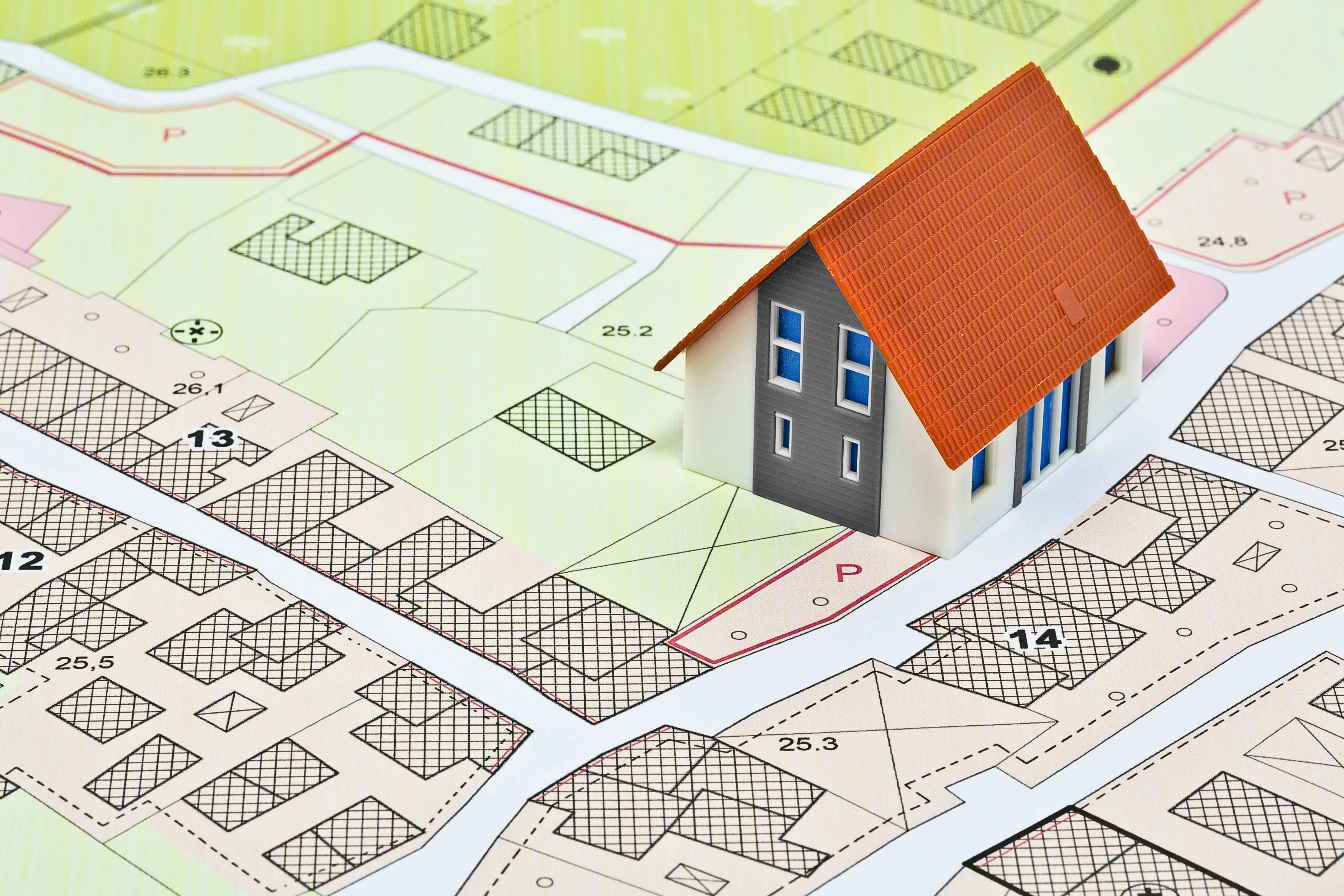 Illustrated house on a map