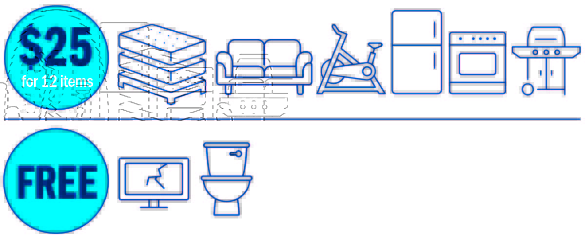 Special Collection Infographic Image of Special Collection $25 collection fee for Bulk and Metal items, free collection for e-waste and porcelain