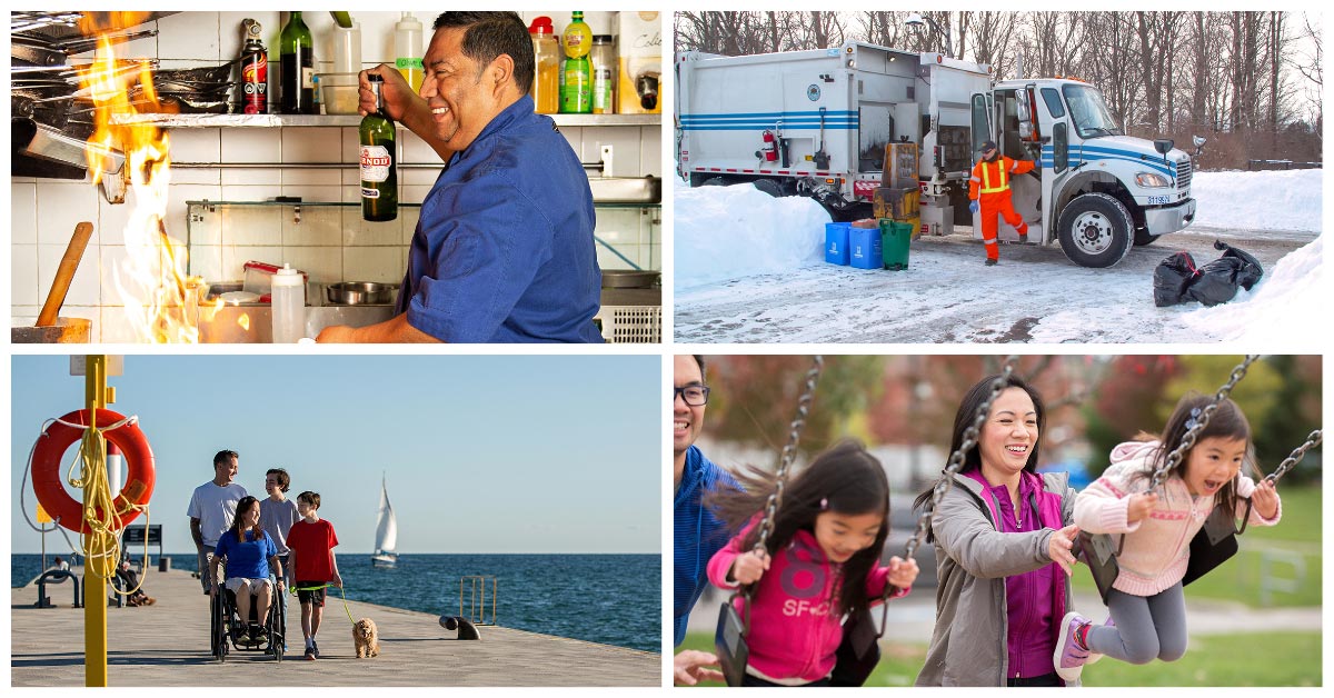 Collage of different people living in Whitby