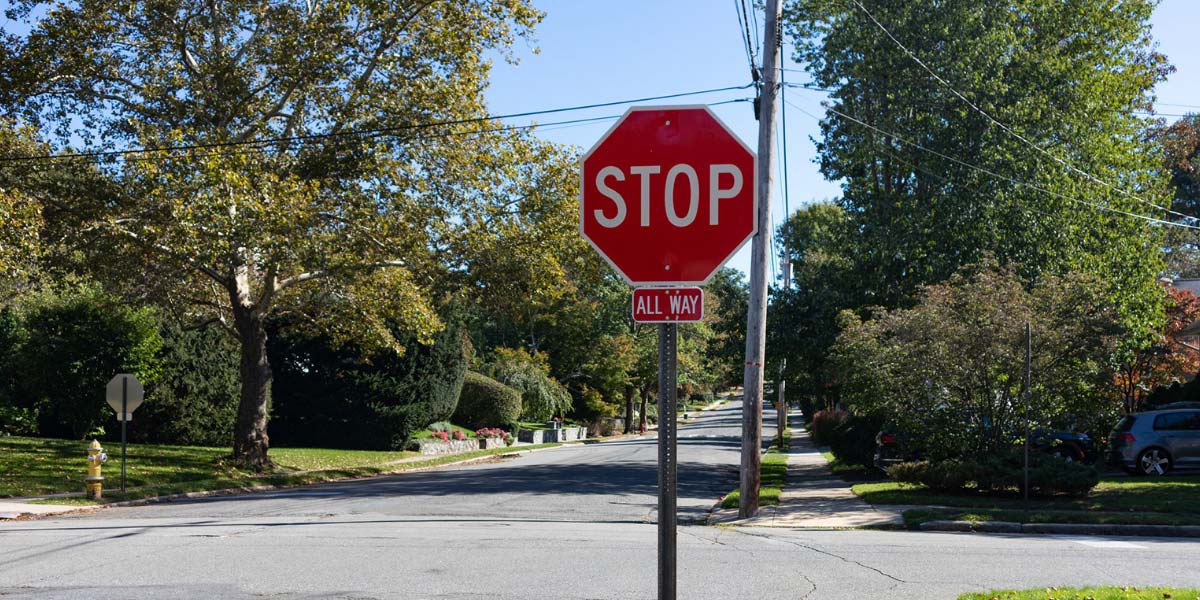 Stop sign at road