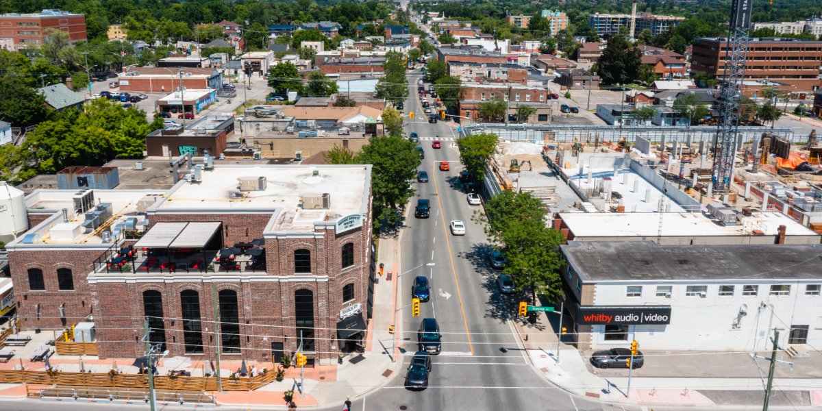 Aerial view of downtown Whitby