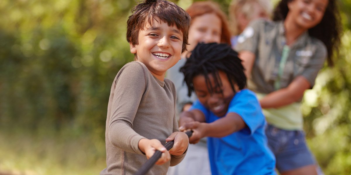 Kids playing tug-a-war