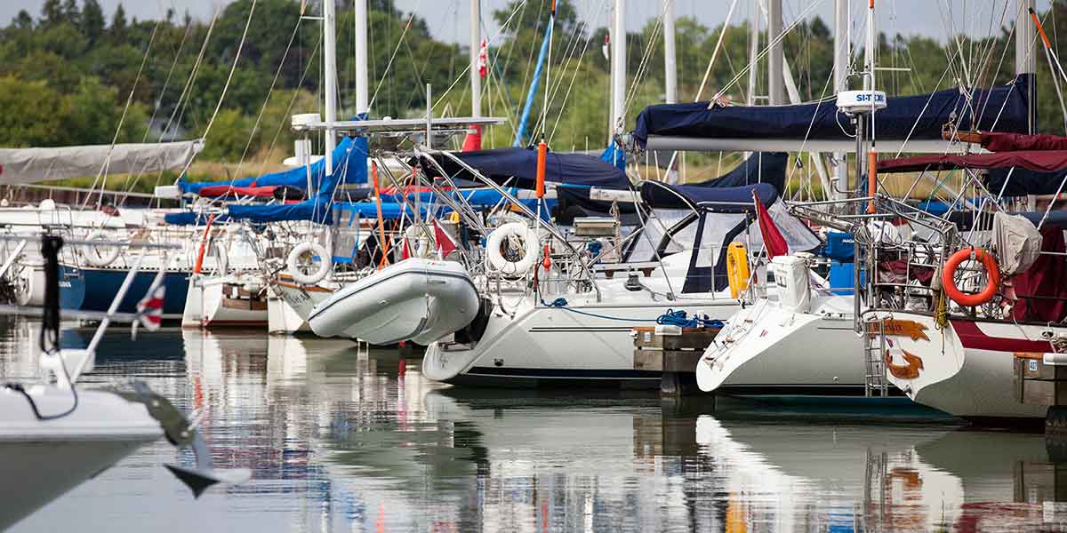 Boats at docks in Whitby Marina