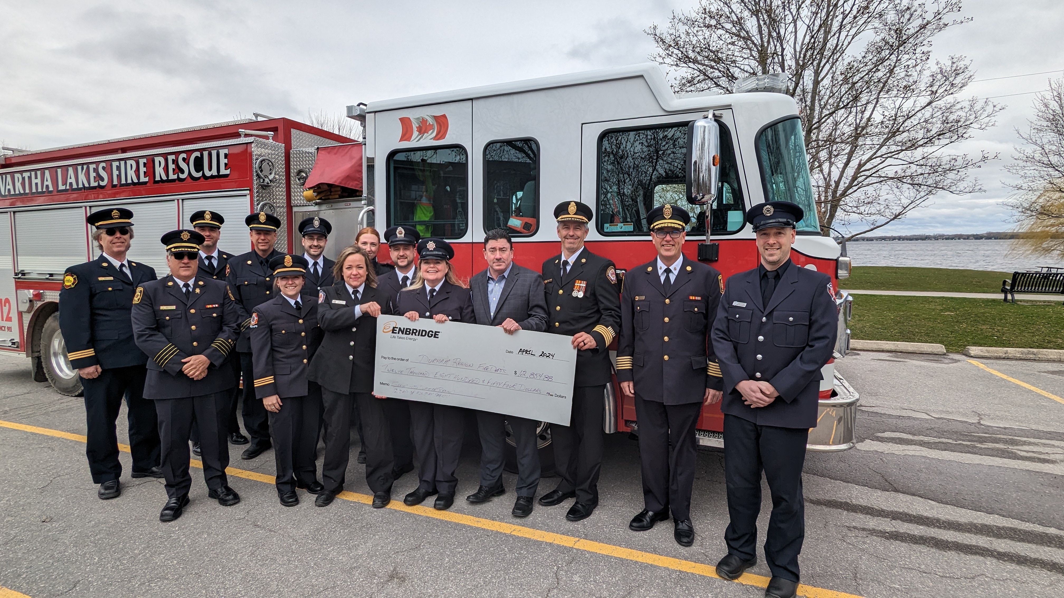 Whitby Fire and Enbridge cheque presentation
