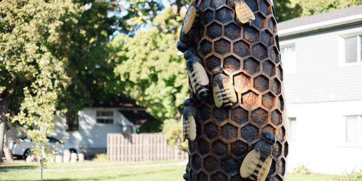 Public art bee hive tree