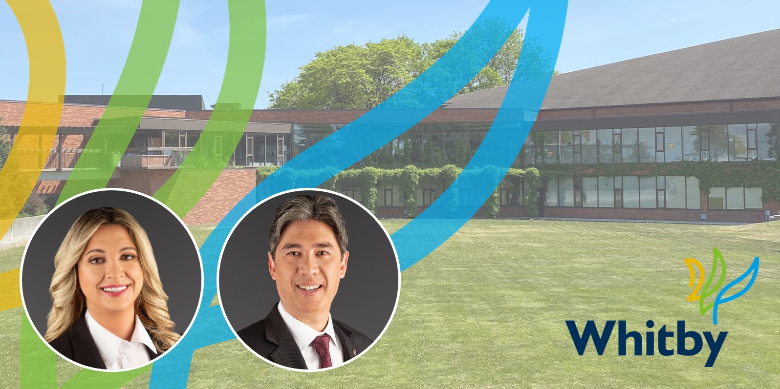 Image of Town Hall in the background that includes a head shot of Councillor Bozinovski and Regional Councillor Yamada