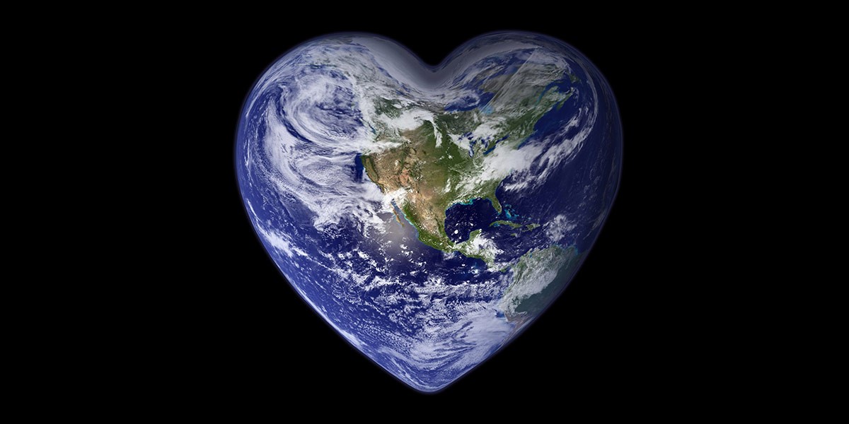 The Earth shaped as a heart. 