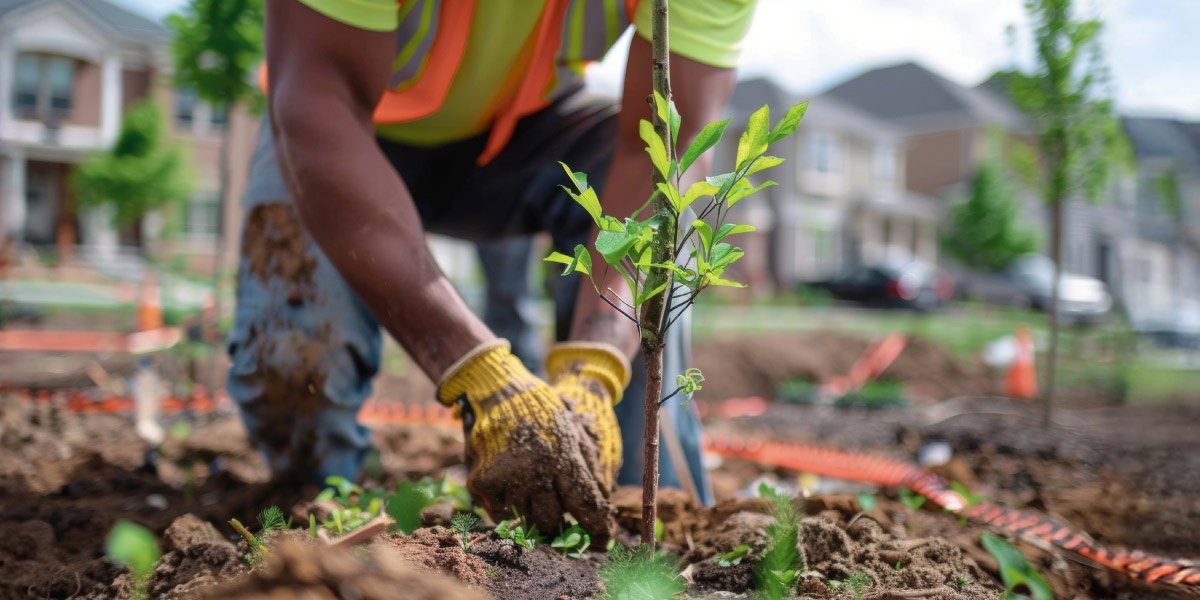 A person planting a tree