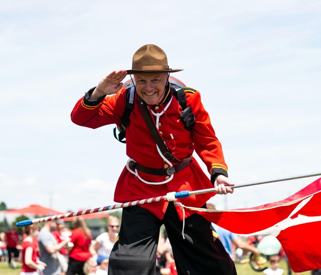 Mountie on Stilts at Canada Day Event