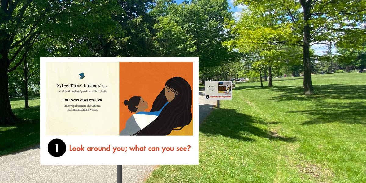 Story board on a pathway