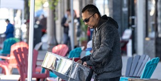 Man playing steel drum