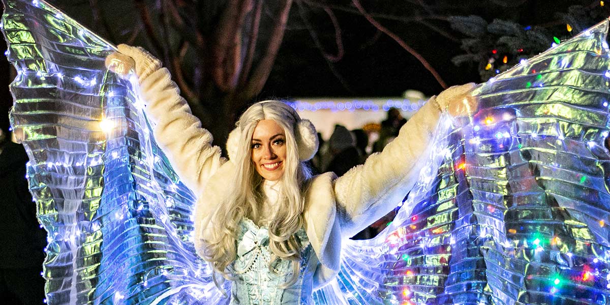 Woman in costume that lights up