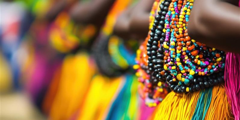 Close up of traditional African beads 