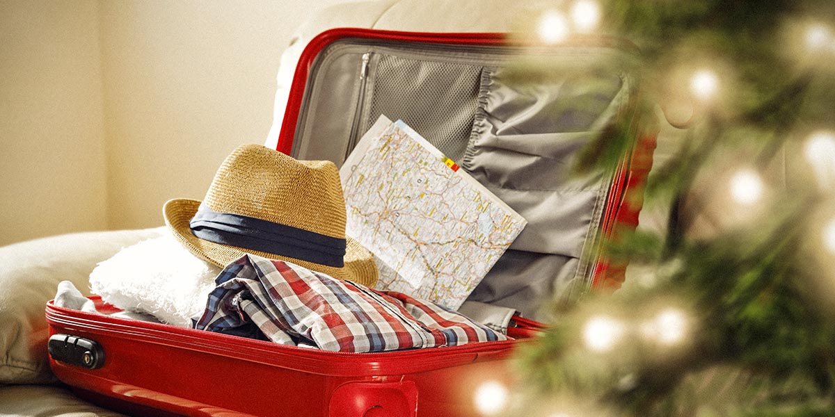 suitcase with holiday decor