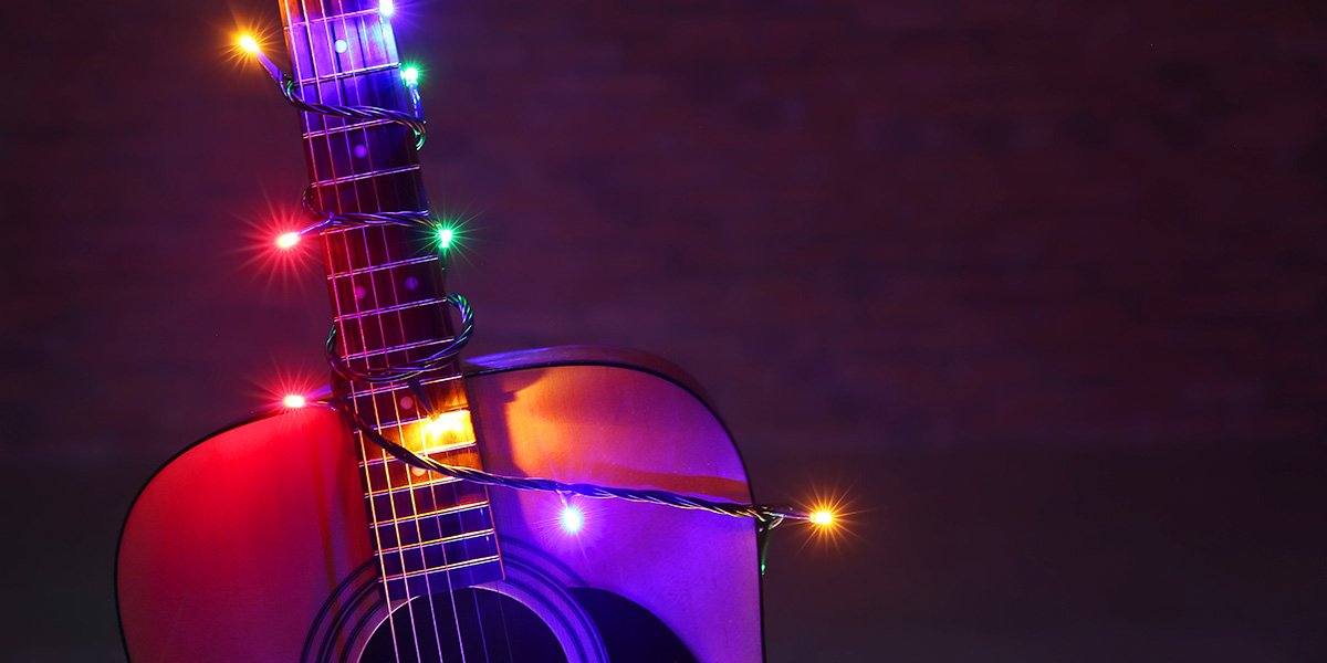 Guitar with lights wrapped around it