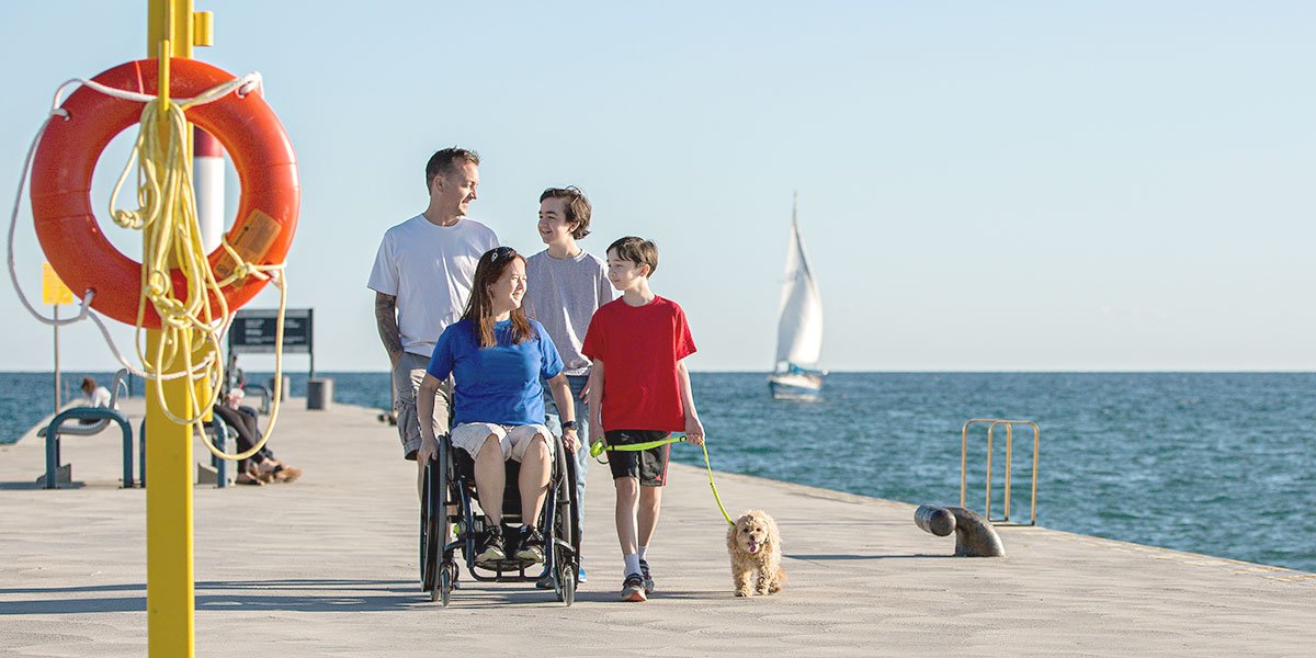 Family on a pier