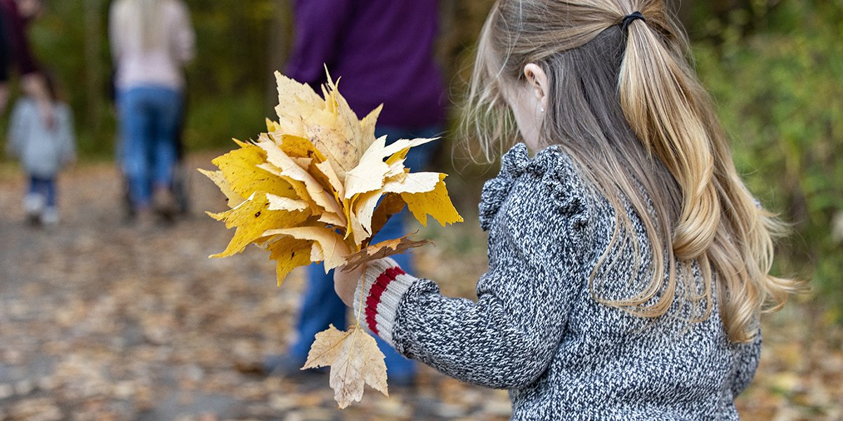 Child holding a leaf