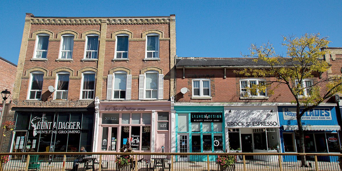 Shop fronts in a downtown