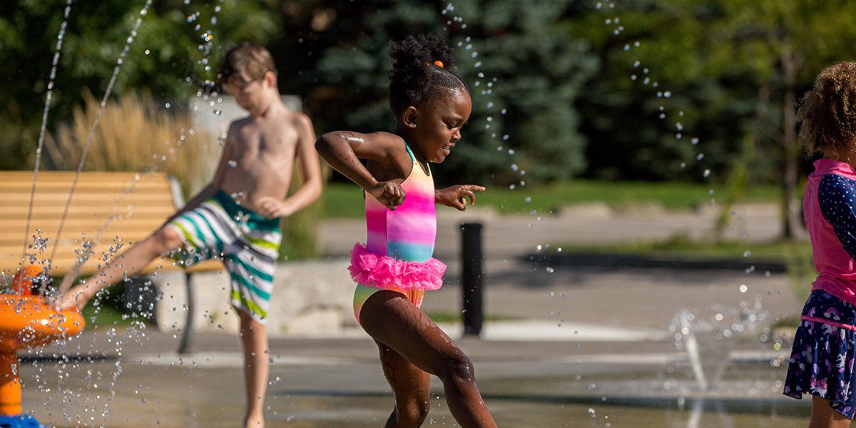 Children playing at a Splash Pad