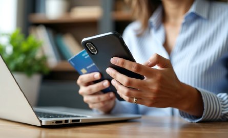 person donating online with a cell phone