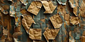 Recycled material creating a recyle sign