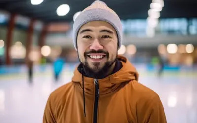 Man at on the ice at an arena