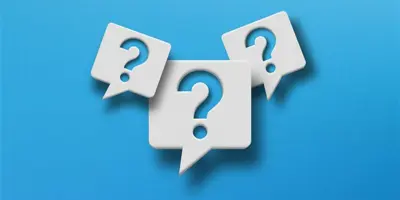 Graphic of question marks on blue background 