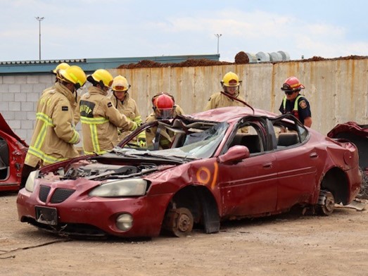 Upon arrival, firefighter crews evaluate the scene to determine the safest approach.