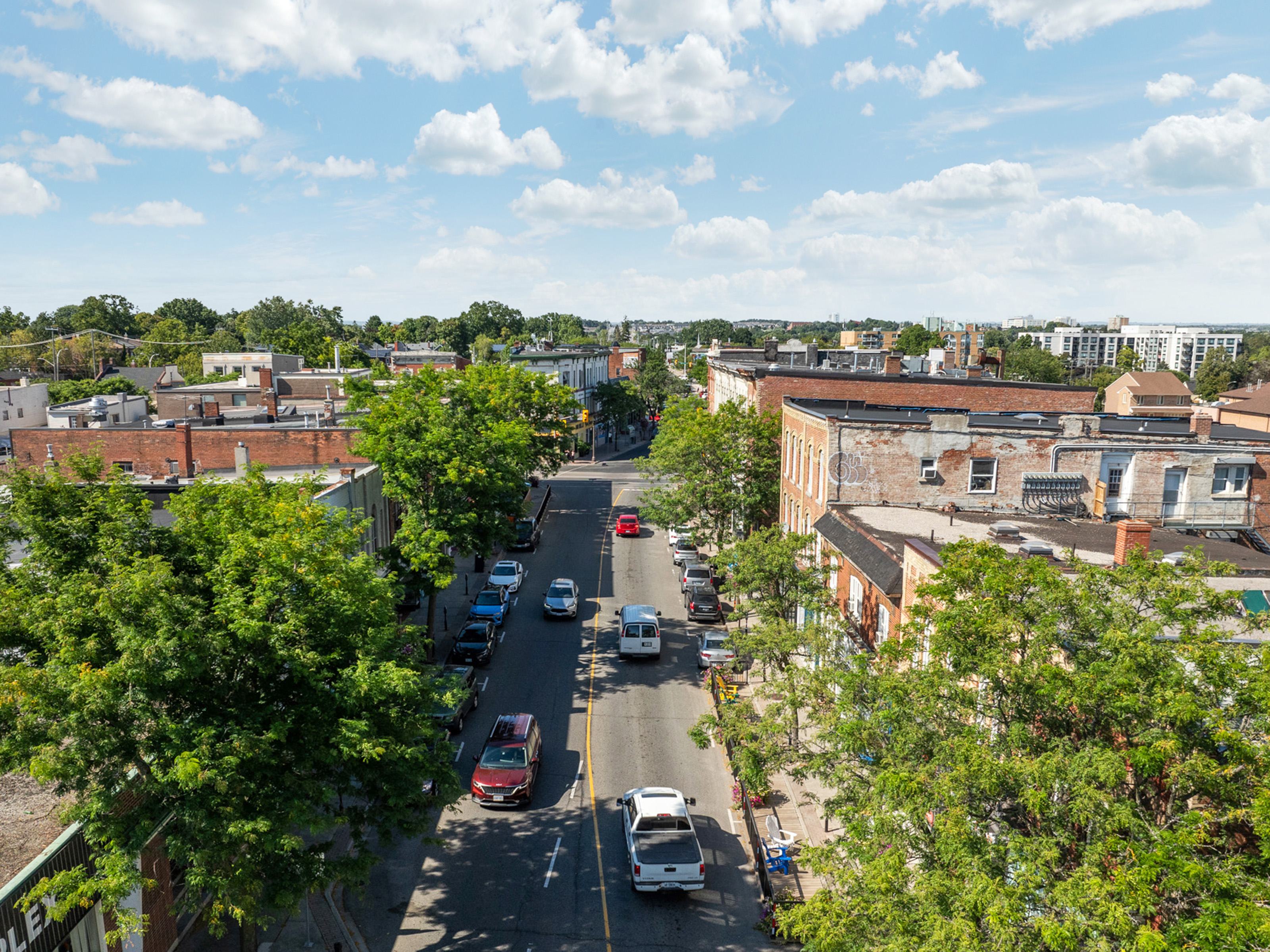 An aerial view of downtown Whitby