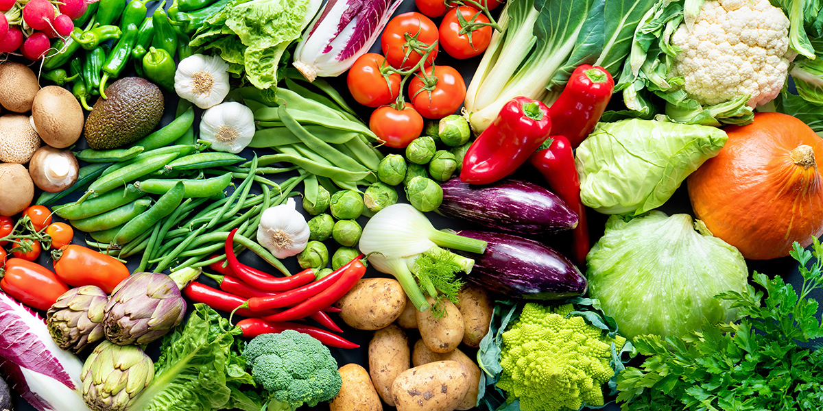 Birds eye view of vegetables