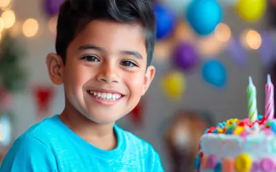 Boy celebrating with a cake