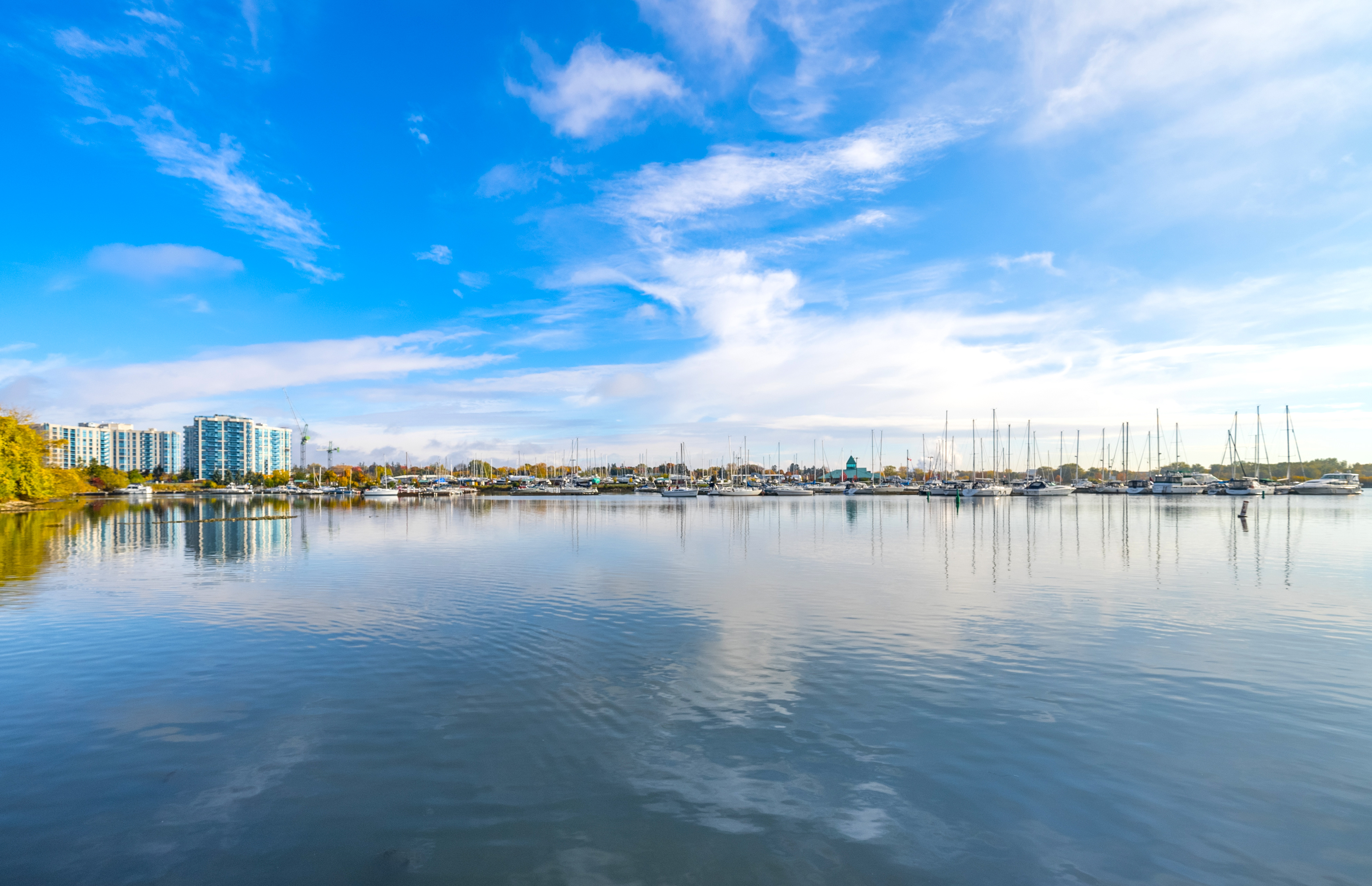 Whitby waterfront and marina with boats in the water