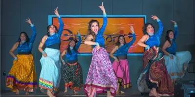 Group of Bollywood Dancers on stage performing 
